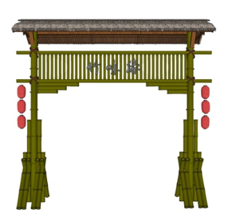 中式竹味缘门头su模型