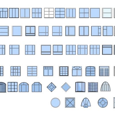 现代玻璃窗户组合su模型
