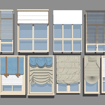 现代实木百叶窗组合su模型