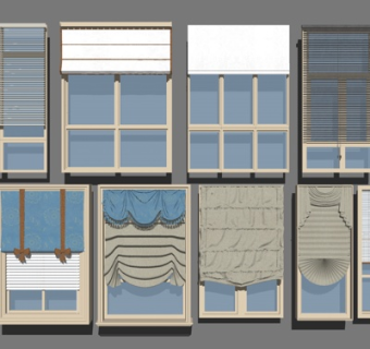 现代实木百叶窗组合su模型