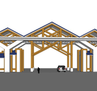 现代公园入口门头su模型