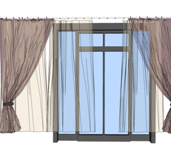 现代窗帘窗口su模型