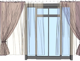 现代窗帘窗口su模型