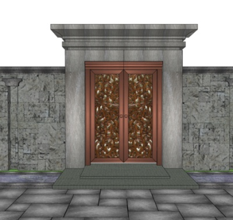 欧式庭院大门围墙su模型