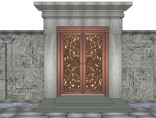欧式庭院大门围墙su模型