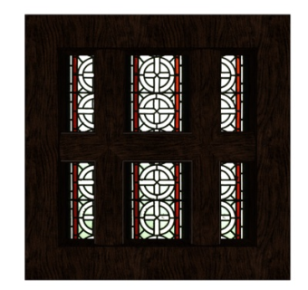 中式实木多口窗户su模型