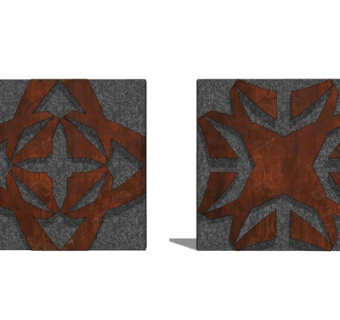 现代五角星墙饰su模型