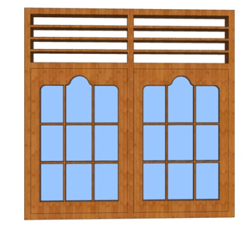 现代实木推拉窗su模型