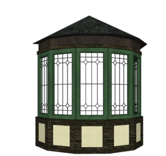 中式廊架凉亭su模型