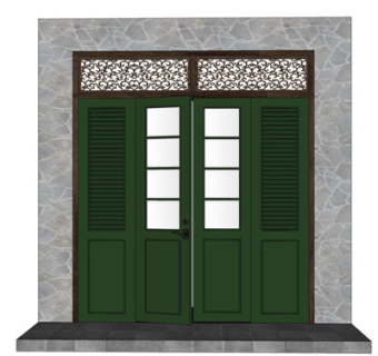 欧式实木双开门su模型