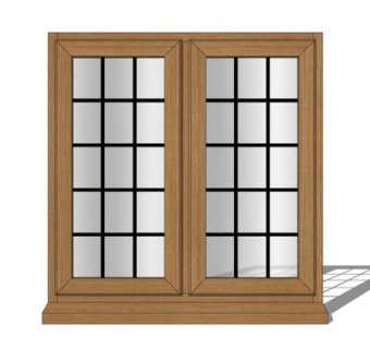 现代实木窗户su模型