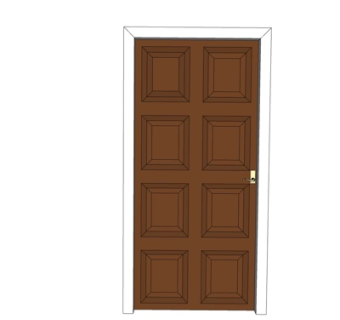 现代实木单开门su模型