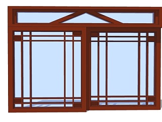 中式实木窗户su模型