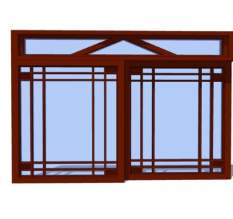 中式实木窗户su模型