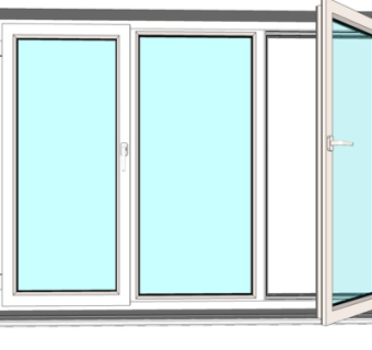 现代玻璃推拉窗su模型