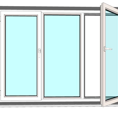 现代玻璃推拉窗su模型