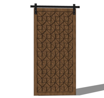 现代实木几何单开门su模型