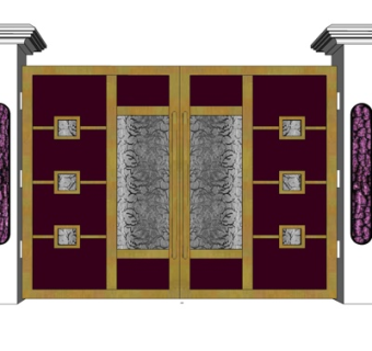 中式实木庭院大门su模型