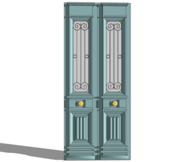 欧式雕花双开门su模型