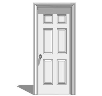 现代实木单开门su模型