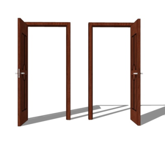 现代实木单开门su模型