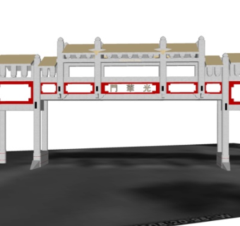 中式光华门门头su模型