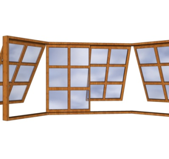 现代实木推拉窗su模型