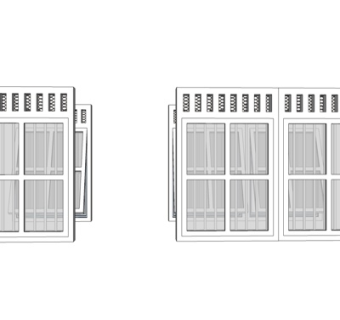 现代玻璃窗户组合su模型
