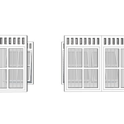 现代玻璃窗户组合su模型