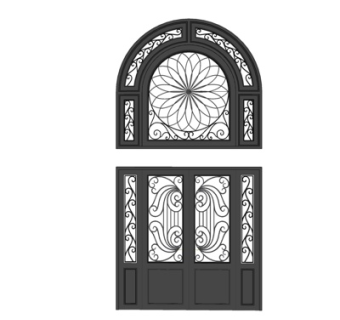 欧式铁艺单开门su模型