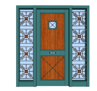 现代实木隔断门su模型