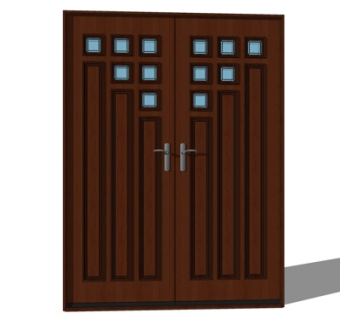 现代实木双开门su模型