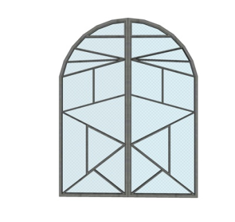 现代玻璃双开门su模型