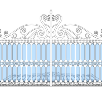 欧式铁艺庭院大门su模型