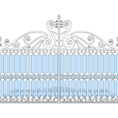 欧式铁艺庭院大门su模型