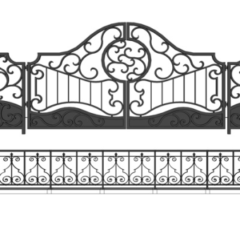 欧式铁艺庭院大门su模型