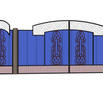 欧式铁艺庭院大门su模型