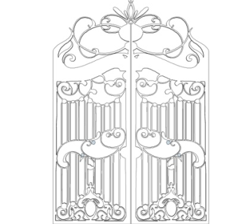 欧式铁艺庭院大门su模型