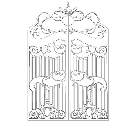 欧式铁艺庭院大门su模型