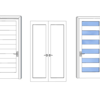 现代实木双开门su模型