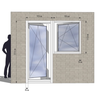现代平开门窗户su模型