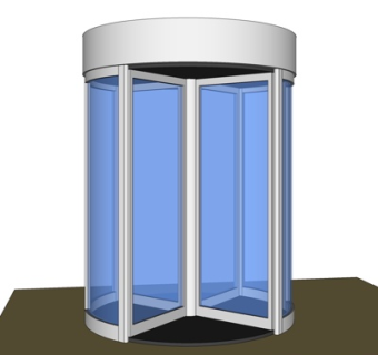 现代玻璃旋转门su模型