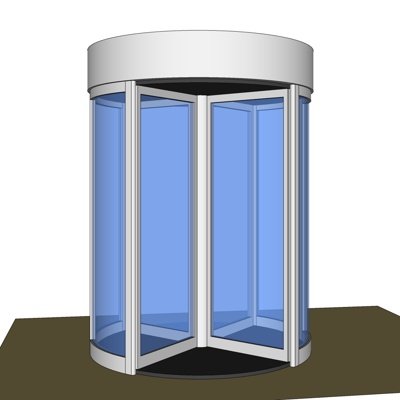 现代玻璃旋转门su模型
