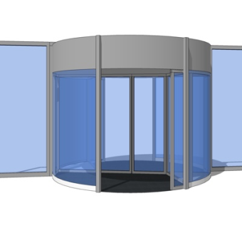 现代玻璃旋转门su模型
