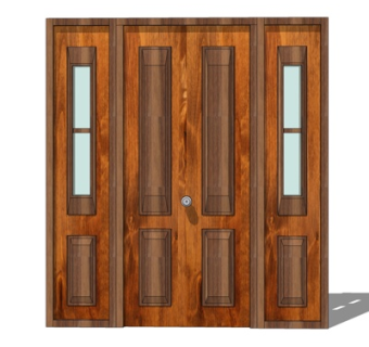 现代实木隔断门su模型