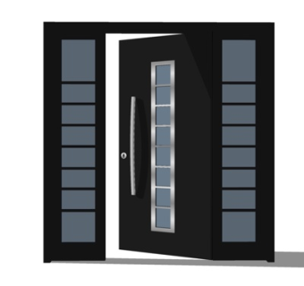 现代实木推拉门su模型