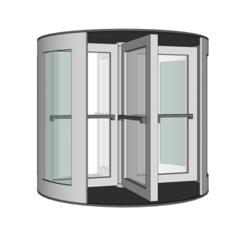 现代玻璃旋转门su模型