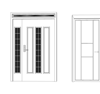 现代实木单开门su模型