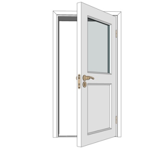 现代实木平开门su模型