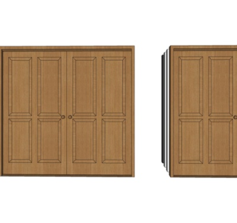 现代实木双开门su模型